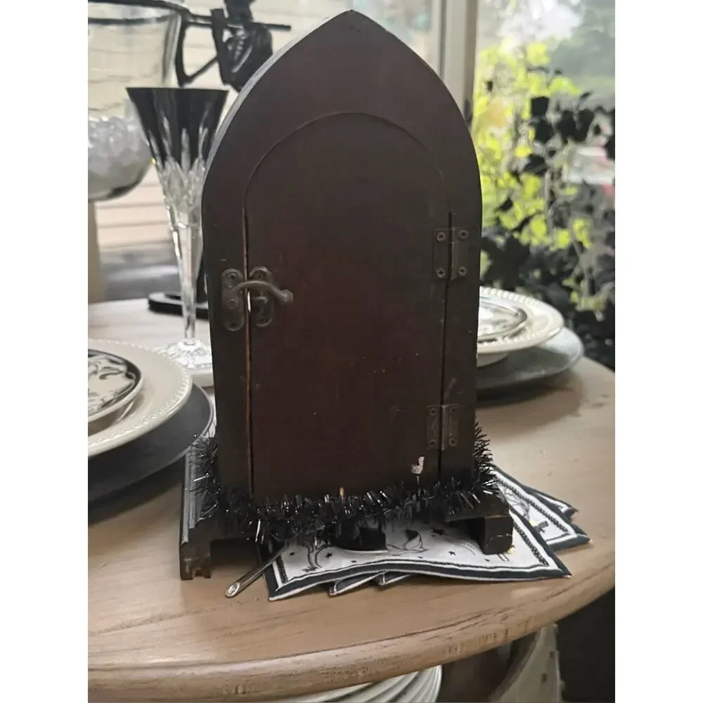 NWT Halloween Witch Black Gothic Mantel Faux ClockDecor - The Witching Hour